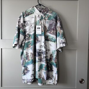 Reyn Spooner Star Wars Shirt‎ Mens 2XL Moonbeam Hawaiian Short Sleeve Aloha